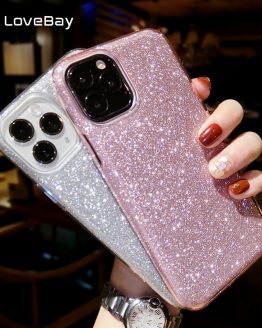Lovebay For iPhone 11 Case Glitter Bling Candy Color For iPhone 11 Pro Max Phone Cases Soft TPU Silicone Solid Shiny Back Cover