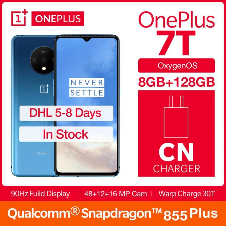 Global ROM OnePlus 7T Fulid AMOLED 6.55" Smartphone 90Hz Snapdragon 855 Plus NFC UFS 3.0 48 MP Triple Cameras