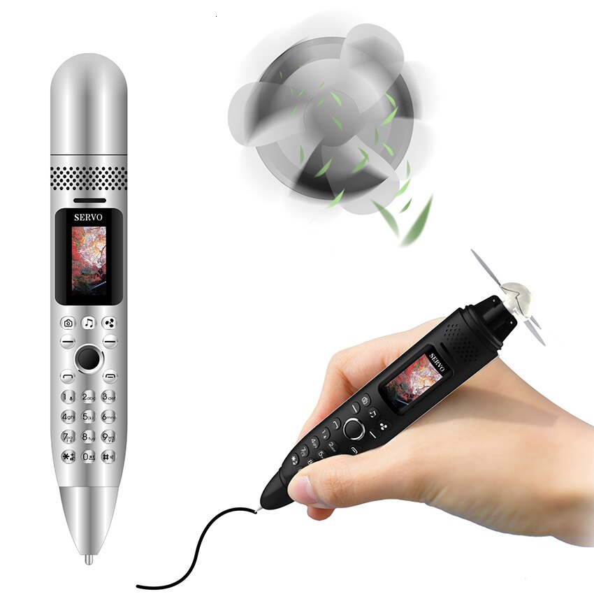 Electric fan Recording Pen small mini mobile phone gsm Bluetooth Dialer push-button Magic Voice Russian keyboard cellphone