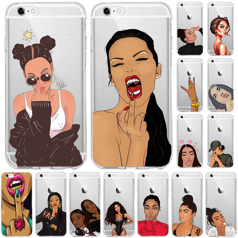 Goddess Art Princess Girls Female Middle Finger Girl Soft Silicone phone Case For iPhone 6 6s 7 8 Plus X XR XS 11 Pro MAX Case