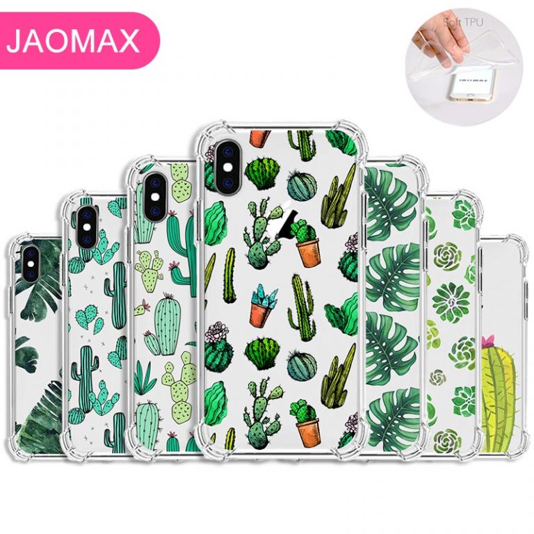 Jaomax Summer Soft Silicone Banana Leaves Cactus Plant Phone Case