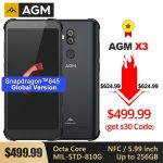 AGM X3 Rugged MIL-STD Smartphone 8G+256G SDM845 Octa Core 5.99'' 24MP Camera Dual BOX Speaker Waterproof Phone NFC Android 8.1
