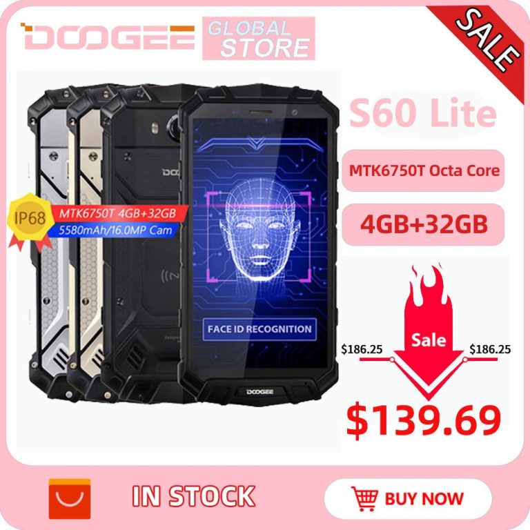 DOOGEE S60 Lite IP68 Wireless Charge Smartphone 5580mAh 12V2A Quick Charge 16.0MP 5.2'' FHD MTK6750T Octa Core 4GB RAM 32GB ROM 1 DOOGEE S60 Lite IP68 Wireless Charge Smartphone 5580mAh 12V2A Quick Charge