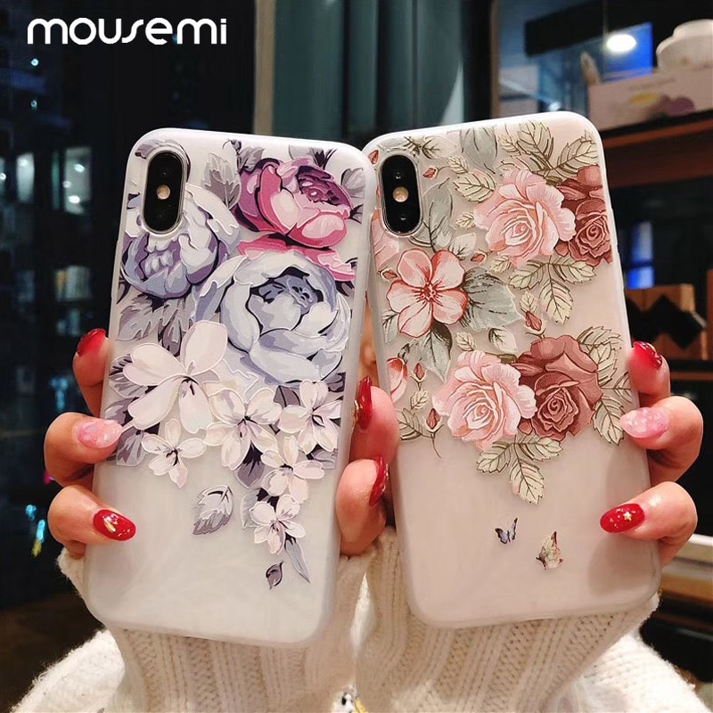 11 Pro Luxury 3D Silicone Case For iPhone 6 7 6S 8 Plus 5S SE X XS MAX XR Shockproof Flower Phone Case For iPhone 6 7 Case Girl
