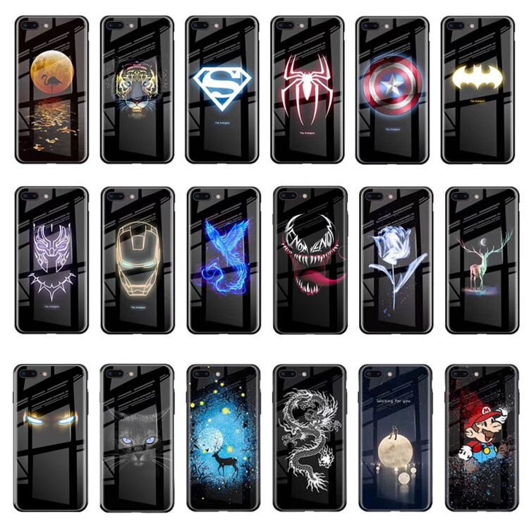 NEW Luminous Glass Case For iphone 11 pro Max 7 8 6s Plus Xs Max Xr case Cover