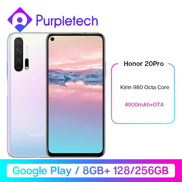 HONOR 20 Pro Google Play Smartphone 6.26''8GB 128GB Kirin 980 Octa Core GPU Turbo3.0 4000mAh 48MP Camera Mobile Phone Android 9