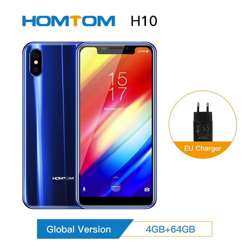 Original Homtom H10 5.85" Android 8.1 MTK6750T Octa Core Mobile Phone Fingerprint unlock 64GB 3500mAh 16.0 MP 4G LTE Smartphone