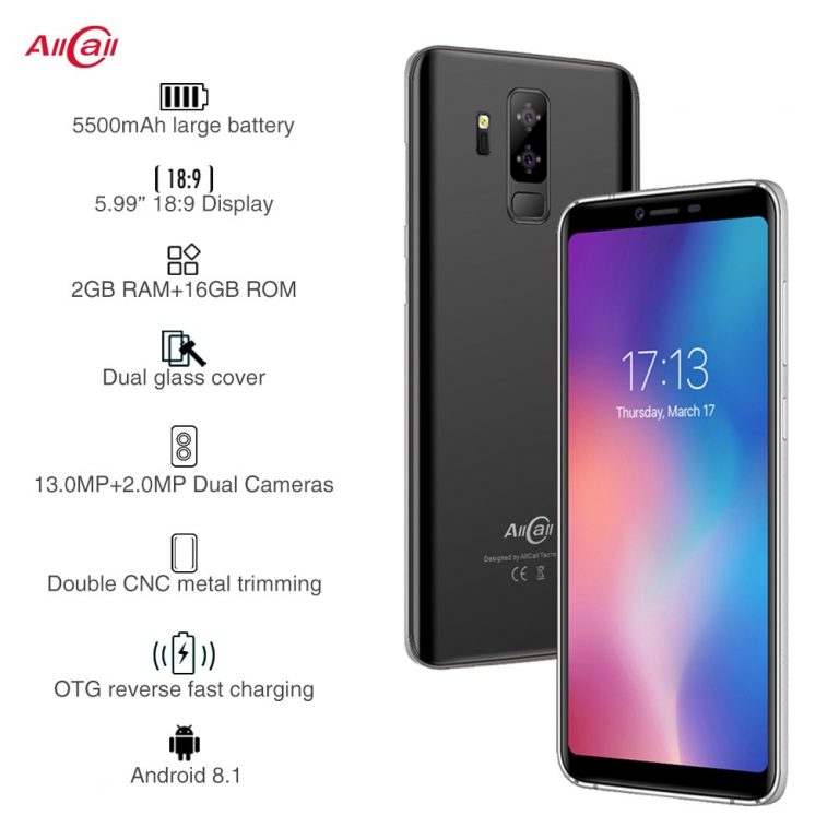 Allcall S5500 5500mAh 3G Smartphone 18:9 5.99 Inch Android 8.1 Quad Core
