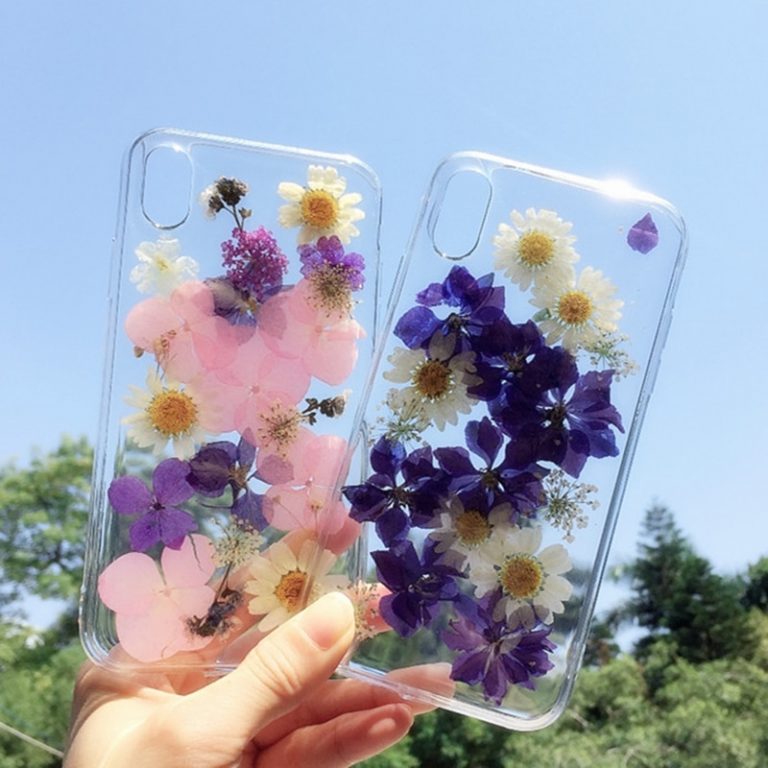 Dry Pressed Real Flower Phone Cases For iPhone 11 X XR XS Max 6 6S 7 8 Plus 11 Pro Max Glitter Floral Transparent Silicone Cover 2 Real Flower iPhone Cases β Glittery Transparent Silicone Cover with Dried Flowers for iPhone Models