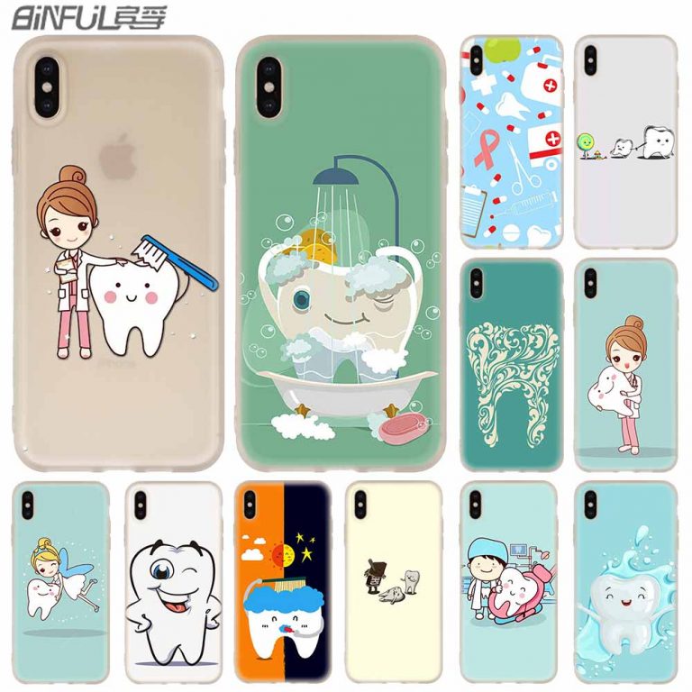 Phone Case Silicone soft Cover for iPhone 11 Pro X XS Max XR 6 6S 7 8 Plus 5 4S SE dental implant Dentist Dental Teeth Pattern