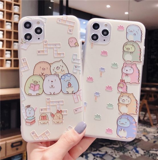 Japan Cartoon Sumikko Gurashi Embossed TPU Back Cover Phone Case for iPhone 11 Pro Max 8 7 Plus X XR Xs Max Protective capa