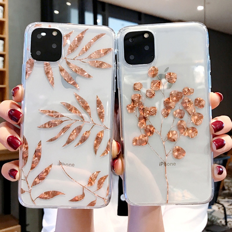 Luxury Glitter Gold Transparent Case For iPhone 11 Pro X XS Max XR 8 7 Plus 6 Plus Clear Phone Back Cover Bling Case Shell