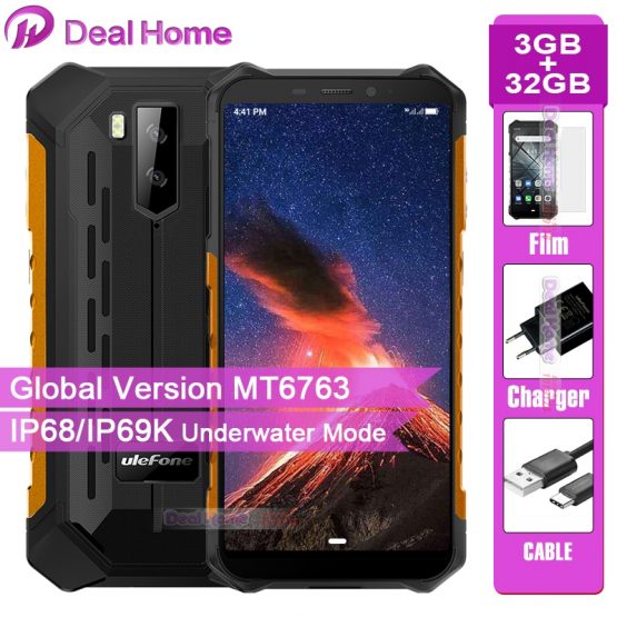 Ulefone Armor X5 IP68 Rugged Smartphone Android 9.0 5.5 inch 3GB 32GB 5000mAh Cell Phone 4G Dual SIM NFC Mobile Phone Android