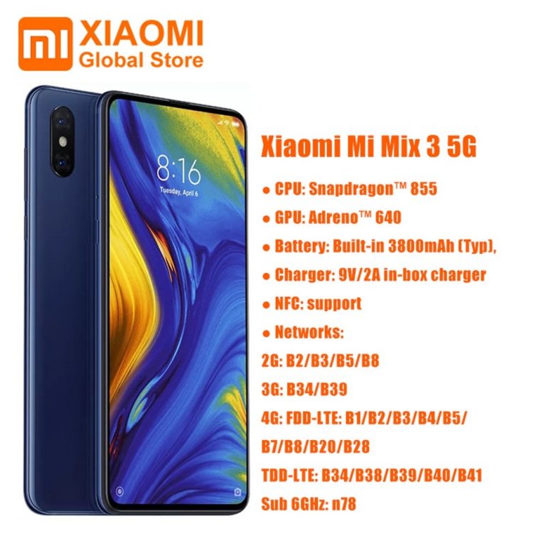 Global Version Xiaomi Mi Mix 3 5G Version 6GB 128GB Mobile Phone