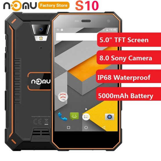 Original IP68 Waterproof NOMU S10 4G Smartphone 5.0 inch Android 7.0 MTK6737VWT Quad Core 1.5GHz 2GB RAM 16GB ROM 8.0MP 5000mAh