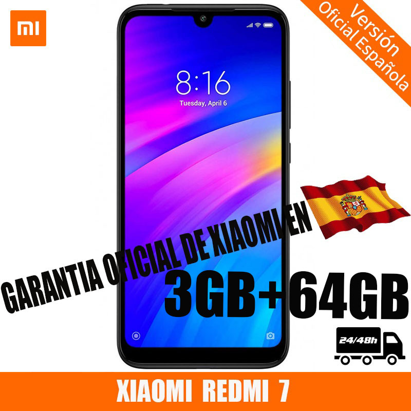 [Official Spanish Version] XIAOMI Redmi 7 smartphone HD + 6.26 "Android 9.0 (3 hard GB + ROM 64 hard GB, double SIM, Battery 4000 mAh)