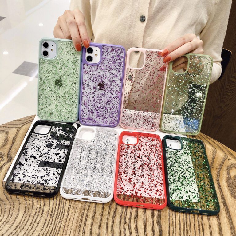 Glitter Sparkle Gold Foil Sequins Phone Case For iPhone 11 Pro X XR XS Max 6 6s 7 8 Plus Transparent Soft Silicone TPU Back Case 2 Glitter Sparkle Gold Foil Sequins Phone Case For iPhone 11 Pro