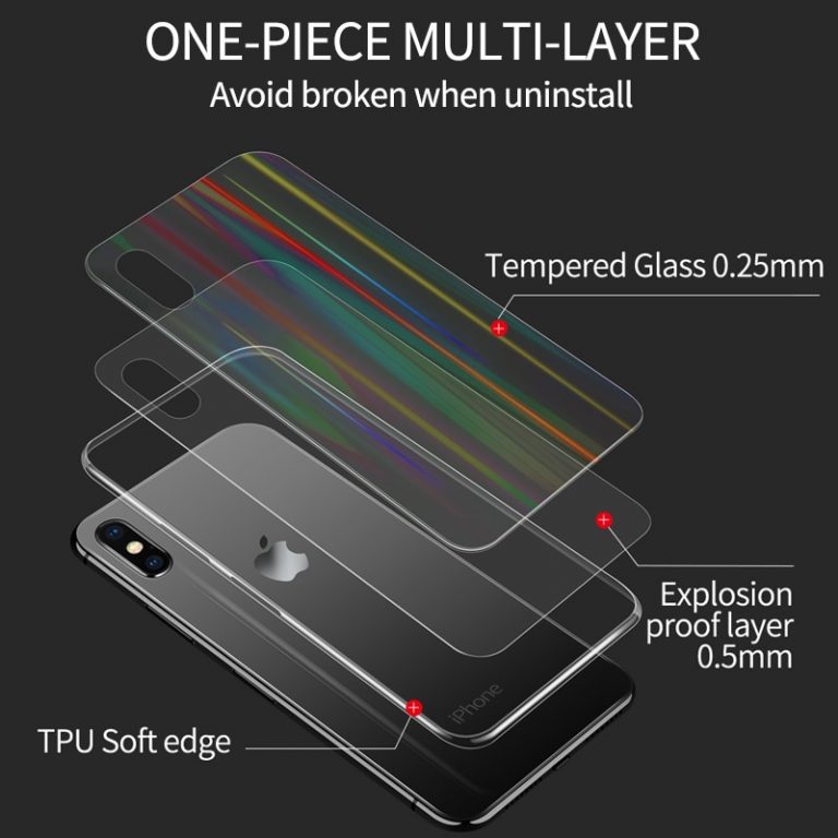 iHaitun Luxury Laser Glass Case For iPhone 11 Pro Max XS MAX XR X Cases