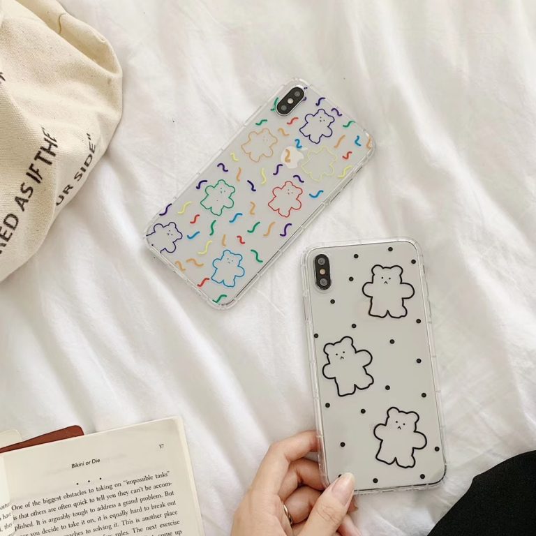 INS Korea super fire candy color bear phone case For iphone Xs MAX XR X 6 6s 7 8 plus cute wave point clear color TPU back cover 2 INS Korea super fire candy color bear phone case For iphone