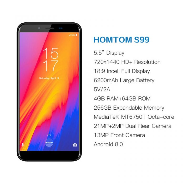 HOMTOM S99 5.5 Inch Android 8.0 4GB 64GB Smartphone