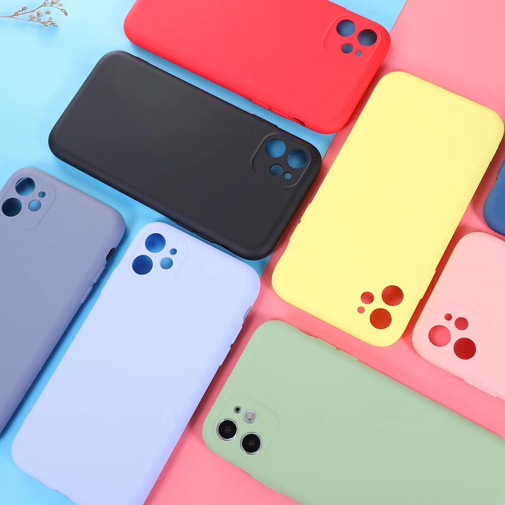LACK Full Protection lens Candy Color Couples Phone Case for iPhone 11 11Pro Max X XS XR 7 8 6 6S Plus Soft Silicone Back Cover