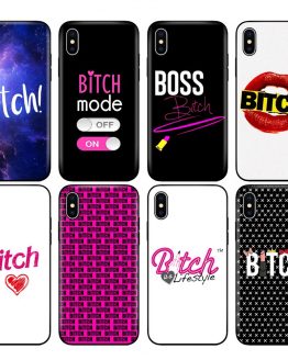 Black tpu case for iphone 5 5s se 6 6s 7 8 plus x 10 case silicon cover for iphone XR XS 11 pro MAX case Bitch mode on pink boos
