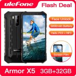 Ulefone Armor X5 Rugged Smartphone Android 9.0 Octa-core Helio P23 NFC IP68 3GB 32GB 5000mAh Cell Phone 4G Mobile Phone Android