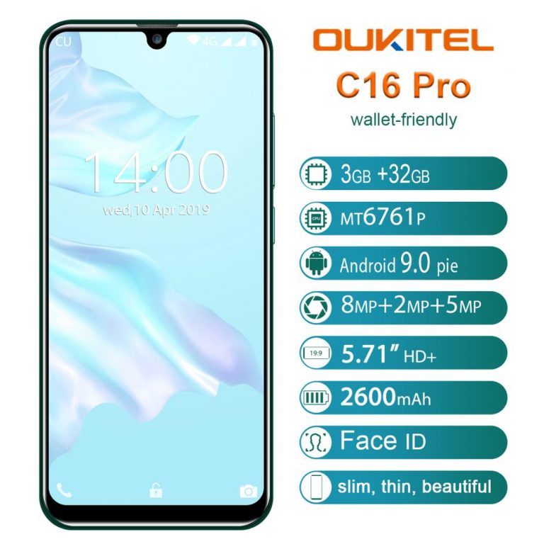 Oukitel C16 Pro 5.71"Waterdrop Screen Smartphone 3GB 32GB