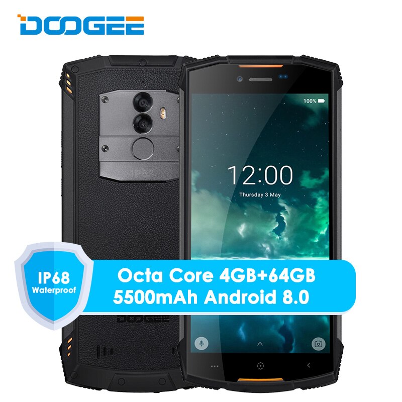 Original Doogee S55 4G LTE Dual Sim IP68 Smartphone Android 8.0 Octa Core 4G+64G Waterproof Shockproof Phone Fingerprint 5500mAh