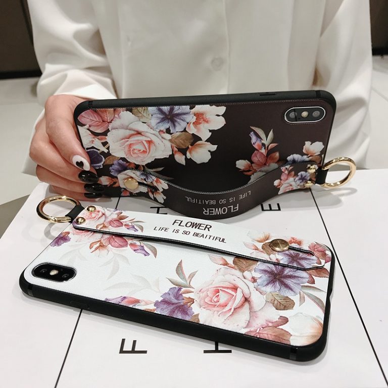 Rose Flowers Wrist Strap phone Cases For iphone 11 pro MAX X XR XS MAX 7 8 6 6s