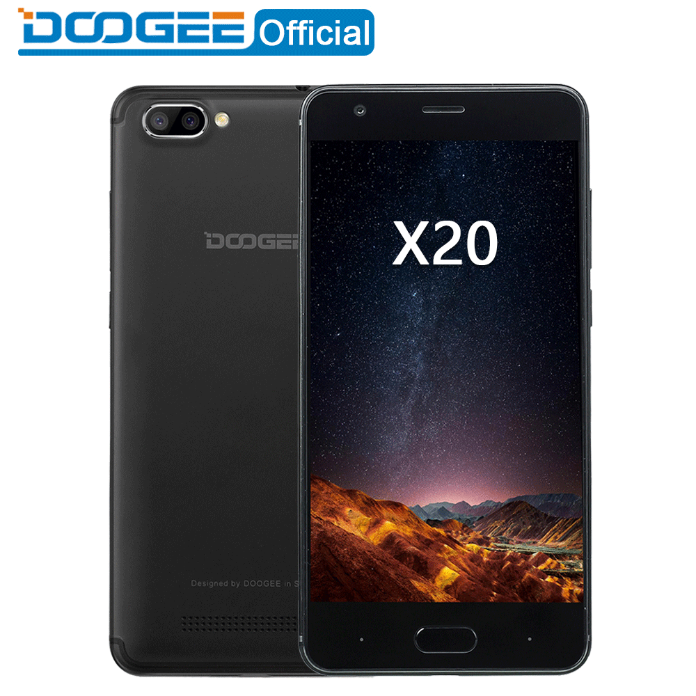 DOOGEE X20 Mobile phone MTK6580A Quad Core 1GB RAM 16GB ROM Dual Camera 5.0MP+5.0MP Android 7.0 2580mAh 5.0''HD Smartphone WCDMA