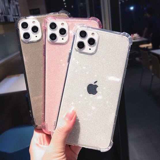 Anti-knock Shining Glitter Powder Phone Case For iPhone 11 11Pro Max X XR XS Max 8 7 6 6S Plus Transparent Soft TPU Back Cover