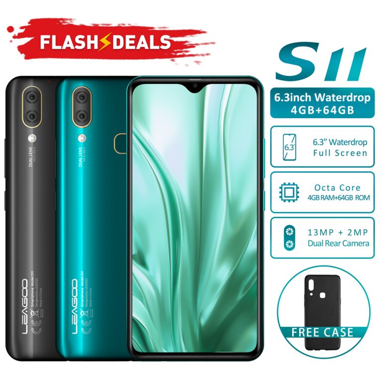 LEAGOO S11 Android 9.0 4G Smartphone 6.3"Waterdrop Display 4GB 64GB 3300mAh Helio P22 13MP Dual Camera Fingerprint smartphone