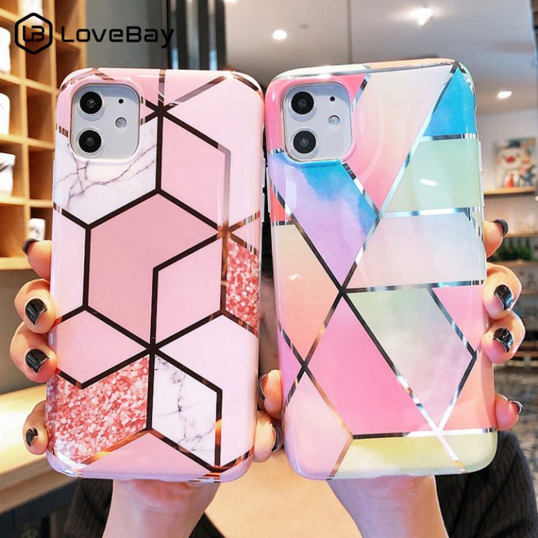Lovebay Electroplated Marble Geometric Phone Case For iPhone