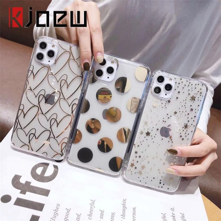KJOEW Electroplated Transparent Phone Case For iPhone 11 Pro Max X XS XR Xs Max 6 6S 7 8 Plus Glitter Bling Laser Soft IMD Cover