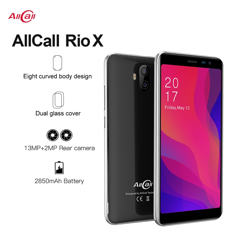 Allcall Rio X 3G Smartphone 13MP+2MP Rear Dual Camera Android 8.1 18:9 5.5 Inch MTK6580 Quad Core 1GB RAM 8GB ROM Mobile Phone