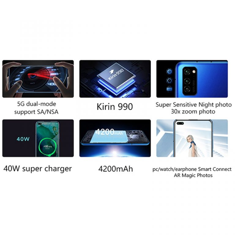 Honor V30 Kirin990 Octa core 5G Smartphone 6GB 8GB 128GB 40mp Triple Camera