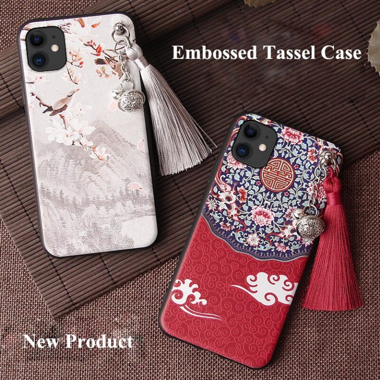 3D Relief Case for iPhone 11 Pro Max XS XR X 10S 7 8 6 6S Plus Case Emboss Tassel Bell Anti-knock Soft Cover for Apple XS Shell