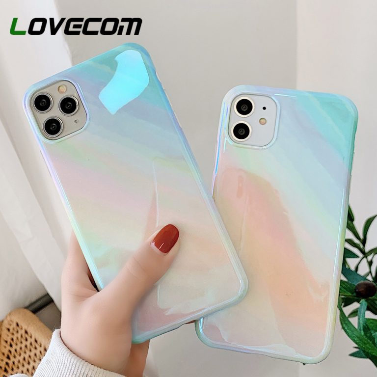 LOVECOM Blu-ray Glitter Phone Case For iPhone 11 Pro Max XR XS Max 7 8 Plus X Soft IMD Glossy Back Cover For iPhone 11 Case Gift