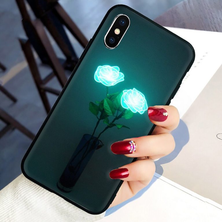 Glowing rose in the dark Beautiful Soft Silicone phone cover case for iphone 5 5S SE 6 6S 7 8 plus X XR XS 11 Pro Max 2 Glowing rose in the dark Beautiful Soft Silicone phone cover case for iphone