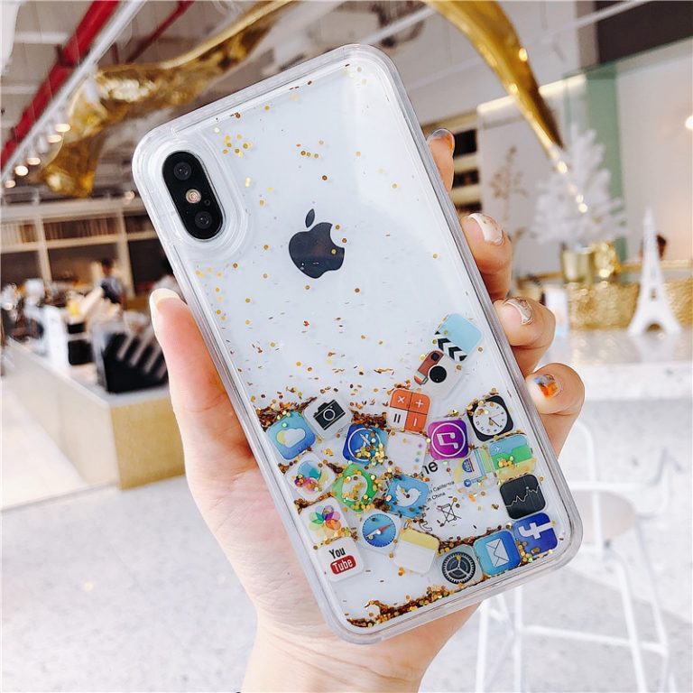 Quicksand Case Cute APP Icon Case Capa For iPhone 11 Pro MAX 8 7 6 6s X XS MAX Liquid Hard PC Phone Shell Transparent Back Cover 2 Quicksand Case Cute APP Icon Case Capa For iPhone 11 Pro MAX 8 7 6 6s X XS MAX