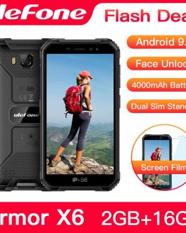 Ulefone Armor X6 IP68 Waterproof Rugged Smartphone 2GB +16GB Android 9.0 4000mAh Face ID 8MP Cellphone Outdoor 3G Mobile Phone