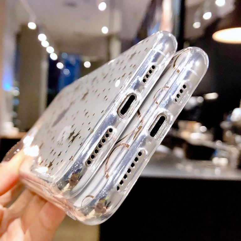 KJOEW Electroplated Transparent Phone Case For iPhone 11 Pro Max X XS XR Xs Max 6 6S 7 8 Plus Glitter Bling Laser Soft IMD Cover