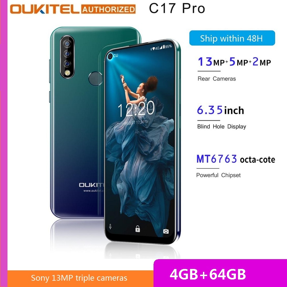 OUKITEL C17 Pro 6.35-inch 4G Smartphone MTK6763 Cortex A53 2.0GHz 4GB RAM 64GB ROM Triple Rear Cameras Mobile Phone