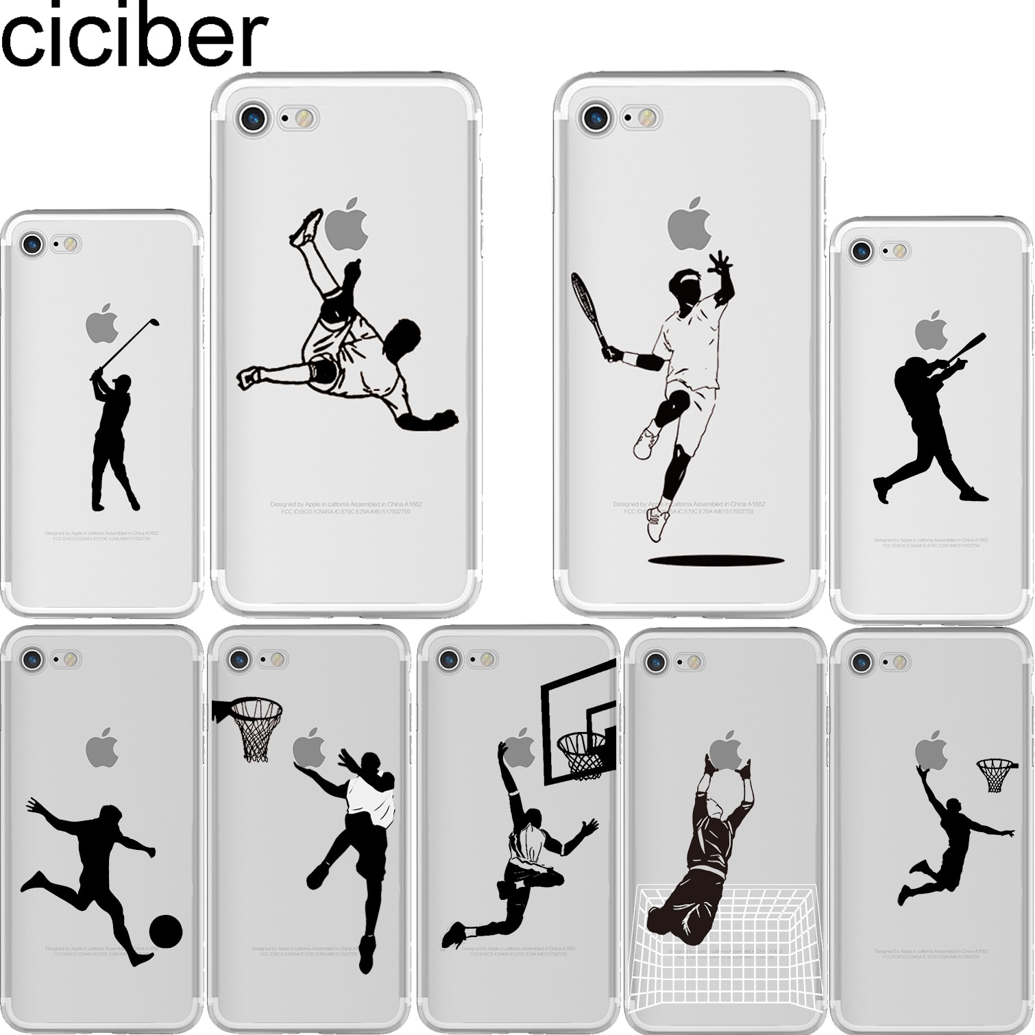 ciciber Baseball Football Tennis Sports Soft TPU Phone Cases Cover for Iphone 11 Pro Max 6 6S 7 8 Plus 5S SE X XR XS Max Fundas