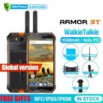 A rugged Ulefone Armor 3T smartphone, showcasing its durable build, large 5.7-inch FHD+ screen, and adventure-ready design with a built-in walkie-talkie and IP68 waterproof rating.