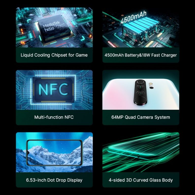 Global Version Xiaomi Note 8 Pro 6GB RAM 64GB ROM Mobile Phone Helio G90T Quick Charge 4500mAh Battery 64MP Cam NFC SmartPhone