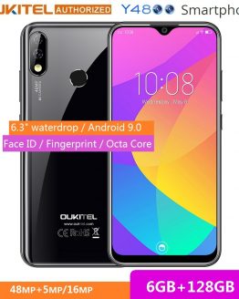 OUKITEL Y4800 6.3" FHD+ Big Screen Smartphone Android 9.0 Octa Core 6G 128G Fingerprint 4000mAh 9V/2A Face ID Mobile Phone