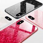 Luxury bling tempered glass shell cover for iphone 11 pro max silicone edge case
