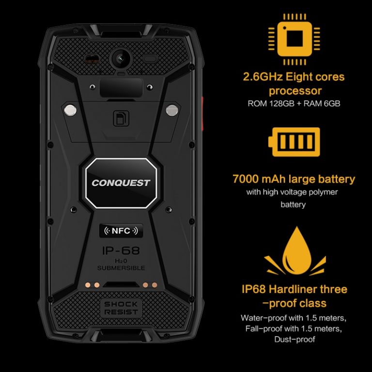 Original Conquest S11 IP68 Rugged SmartPhone 16MP 7000mAh 6GB 128GB